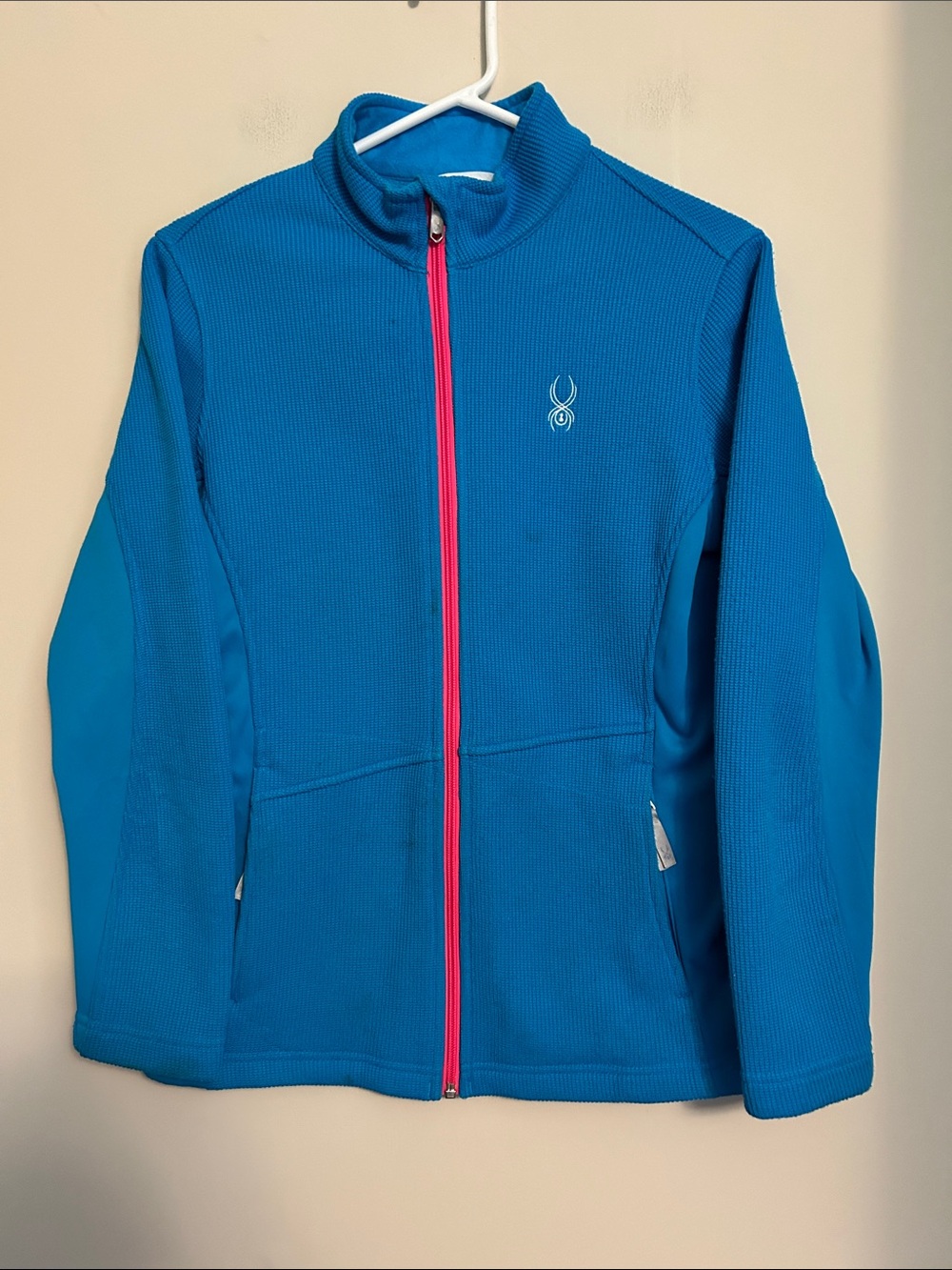 Spyder turquoise jacket fleece lined thermal outside front zip size XL like new